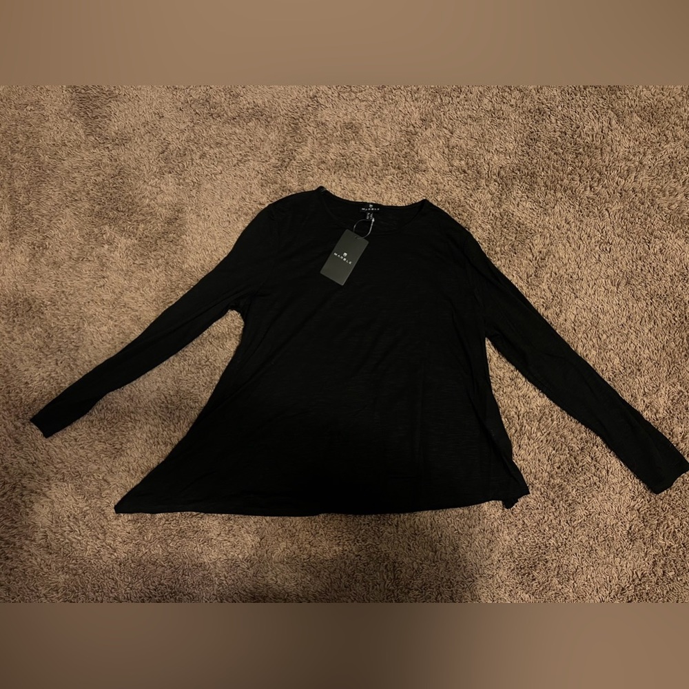 women’s MARBLE BRAND long sleeve black top